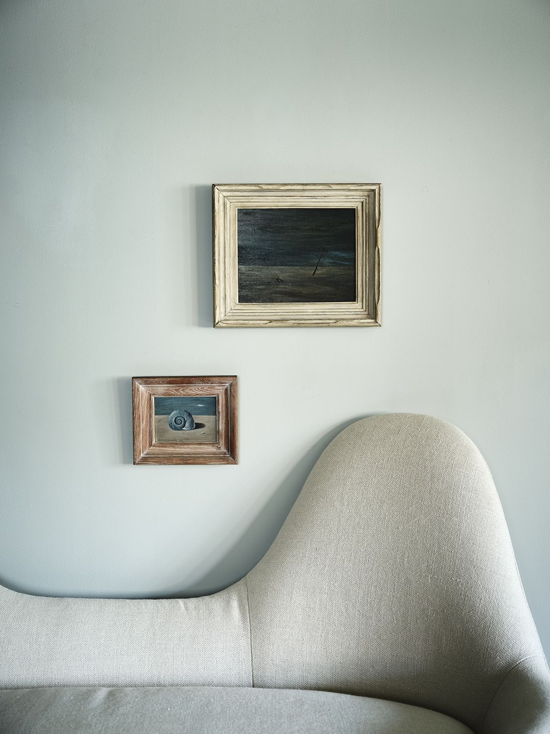 Left: Gertrude Abercrombie, Blue Shell, 1956. Estimate: $40,000 - 60,000. Right: Gertrude Abercrombie, Wires Down, 1943. Estimate: $30,000 - 50,000.