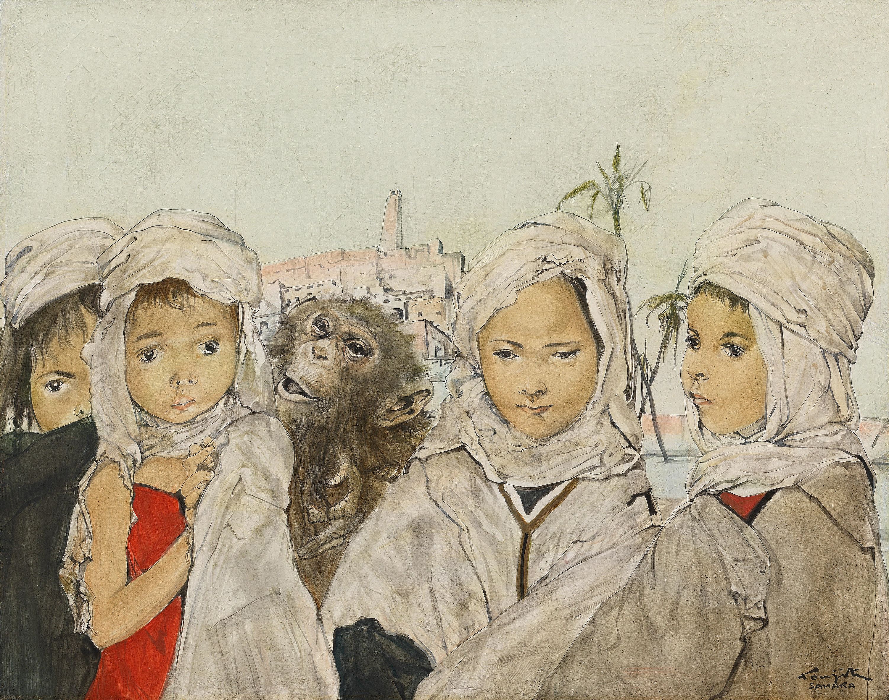 Lot 14. Léonard Tsuguharu Foujita, Sahara, les enfants du desert. Estimate: $350,000 - $550,000