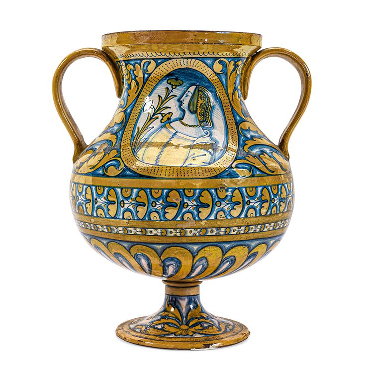 Lot 128. A Deruta Maiolica Gold-Lustered Two-Handled Vase. Circa 1530. Estimate: $20,000 - $30,000