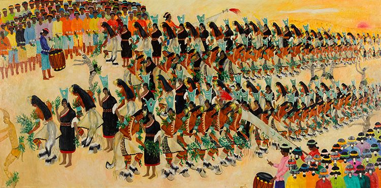 Lot 4. Dorothy Brett; Santo Domingo Corn Dance, 1959. Sold for $69,062.50