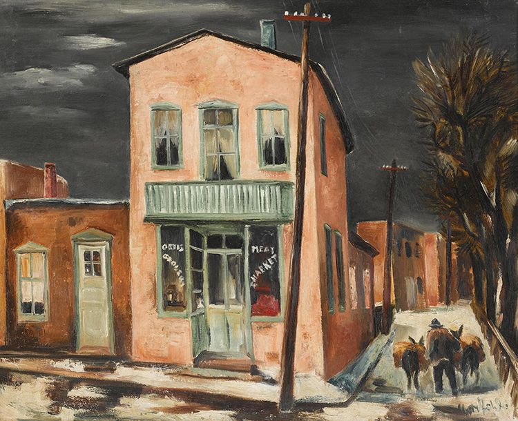 Lot 141. Bror Julius Olsson Nordfeldt; Ortiz Grocery (Santa Fe), 1936. Sold for $17,575