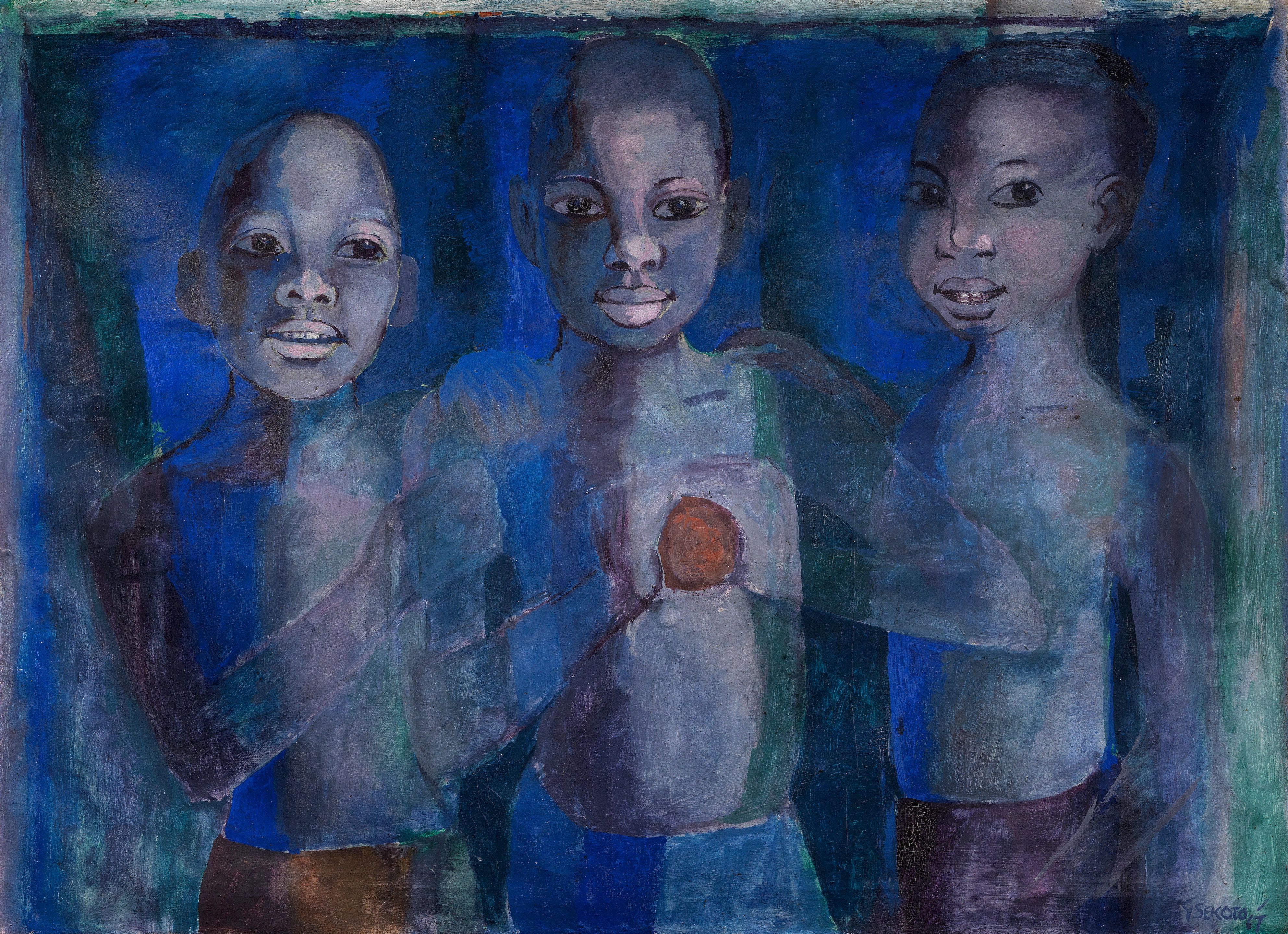 Lot 23. Gerard Sekoto, Three Children. Estimate: £100,000 - £150,000.