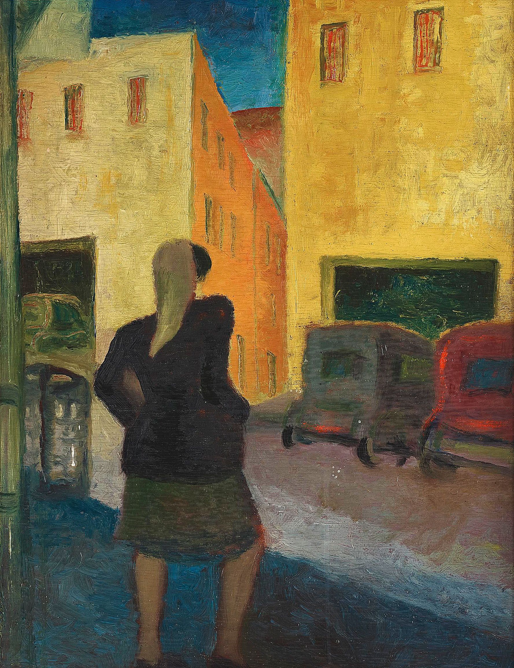Lot 27. Gerard Sekoto, Woman crossing the road. Estimate: £50,000 - £80,000. 