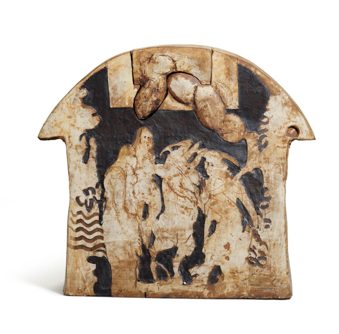 Viola Frey, Untitled (Vessel with Figures and Movable Cloud), 1968. Estimate: $2,000 - $4,000. Offered in Modern Art | Design, October 24, 2023, Los Angeles