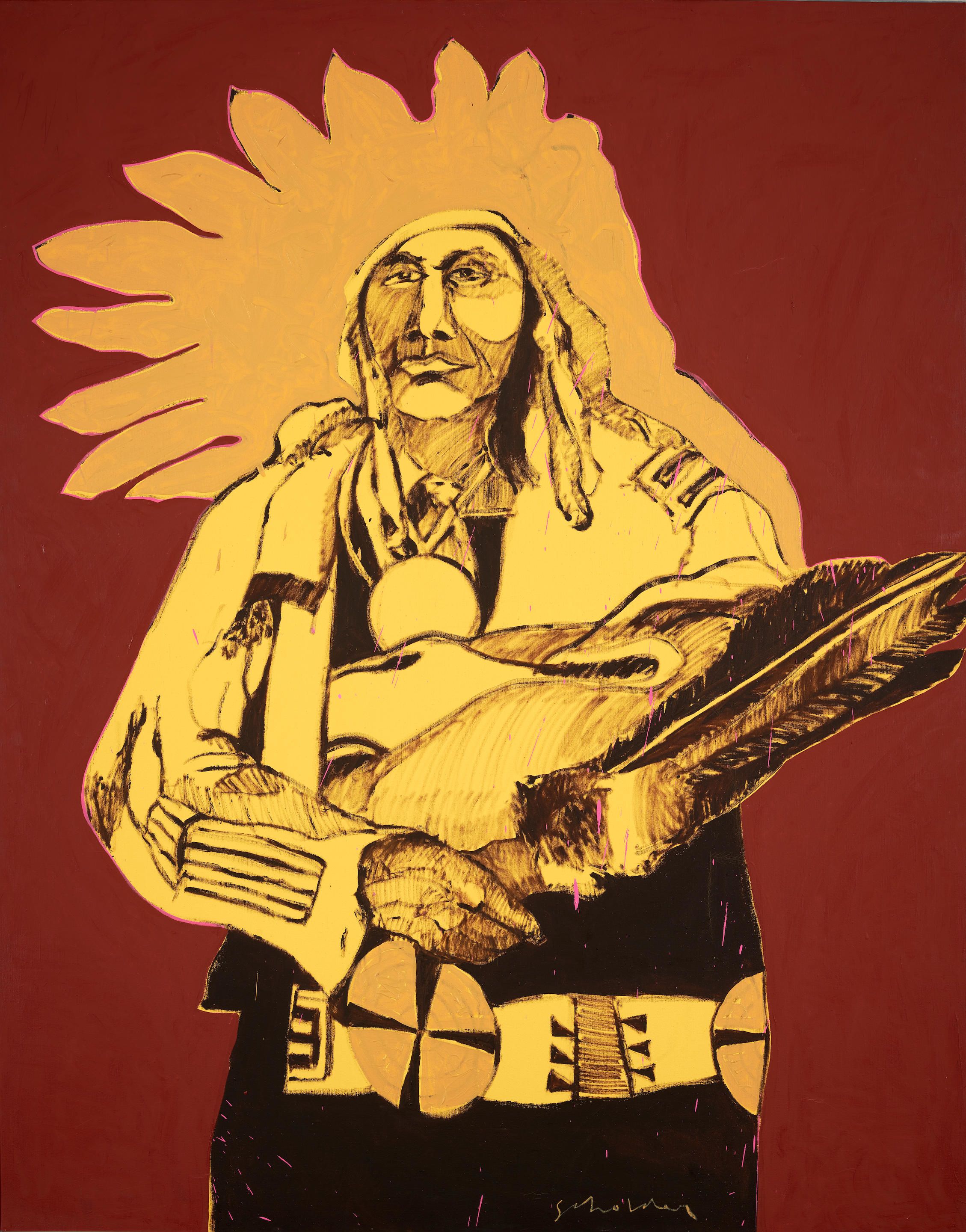 Lot 35. Fritz Scholder. Dartmouth Portrait #8, 1973. Sold for $378,375.