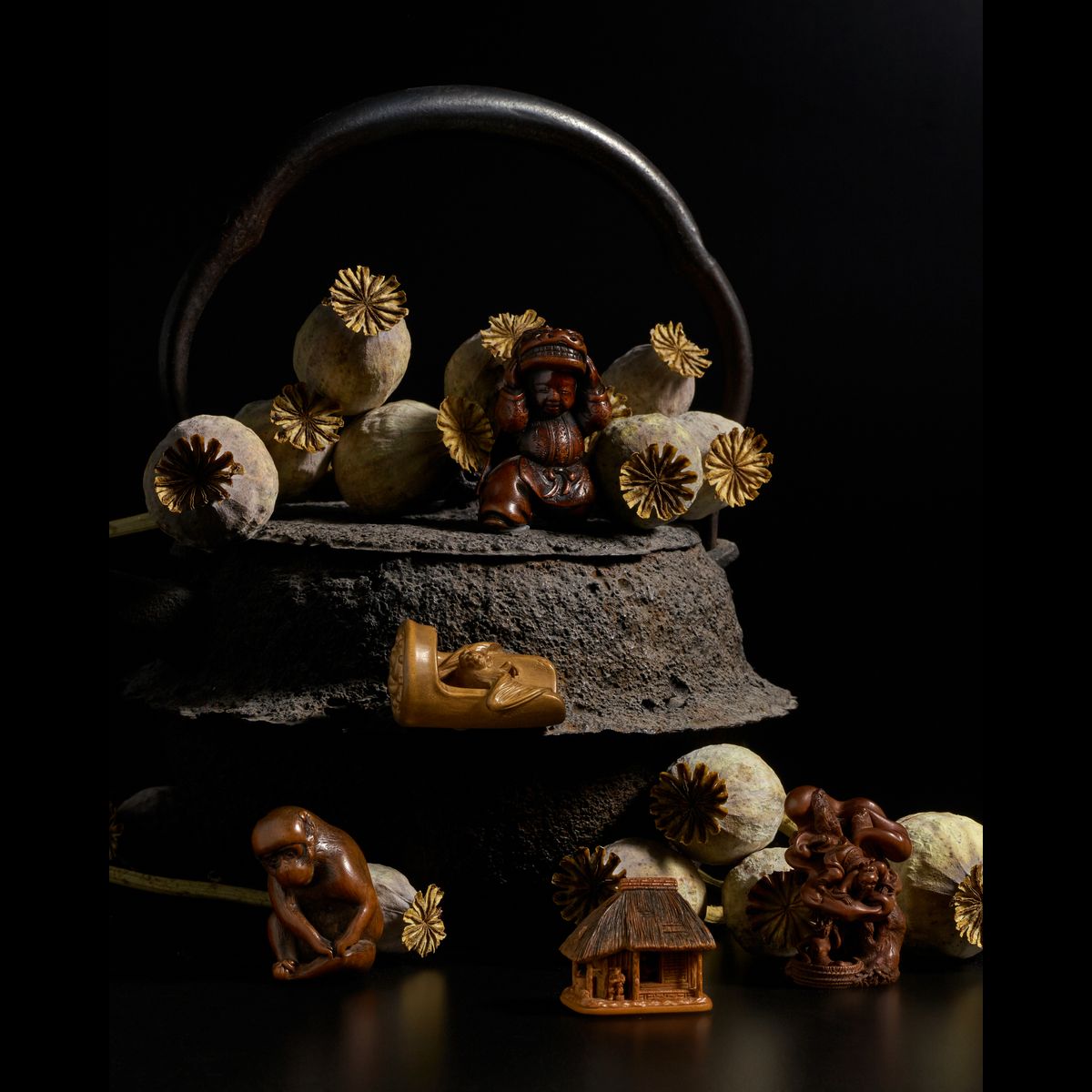 Netsuke Turtle Man Resin Figurine Japan Highly Detailed Hand