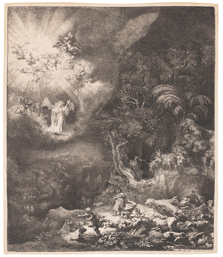 Rembrandt Harmensz van Rijn (1606-1669), The Angel Appearing to the Shepherds. Estimate: $25,000 - $35,000