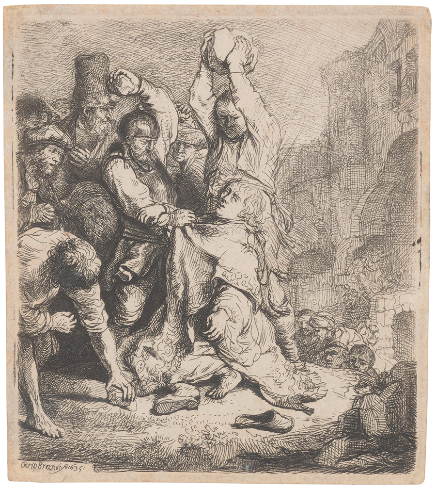 Rembrandt Harmensz van Rijn (1606-1669), The Stoning of Saint Stephen. Estimate: $10,000 - $15,000