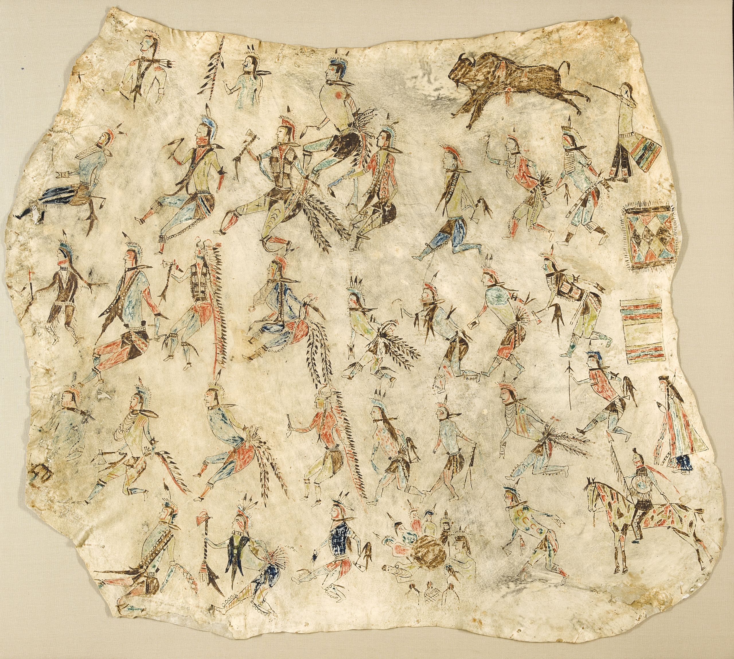 Lot 193. A Hethuska Society Painted Hide. Estimates: $50,000 - 60,000
