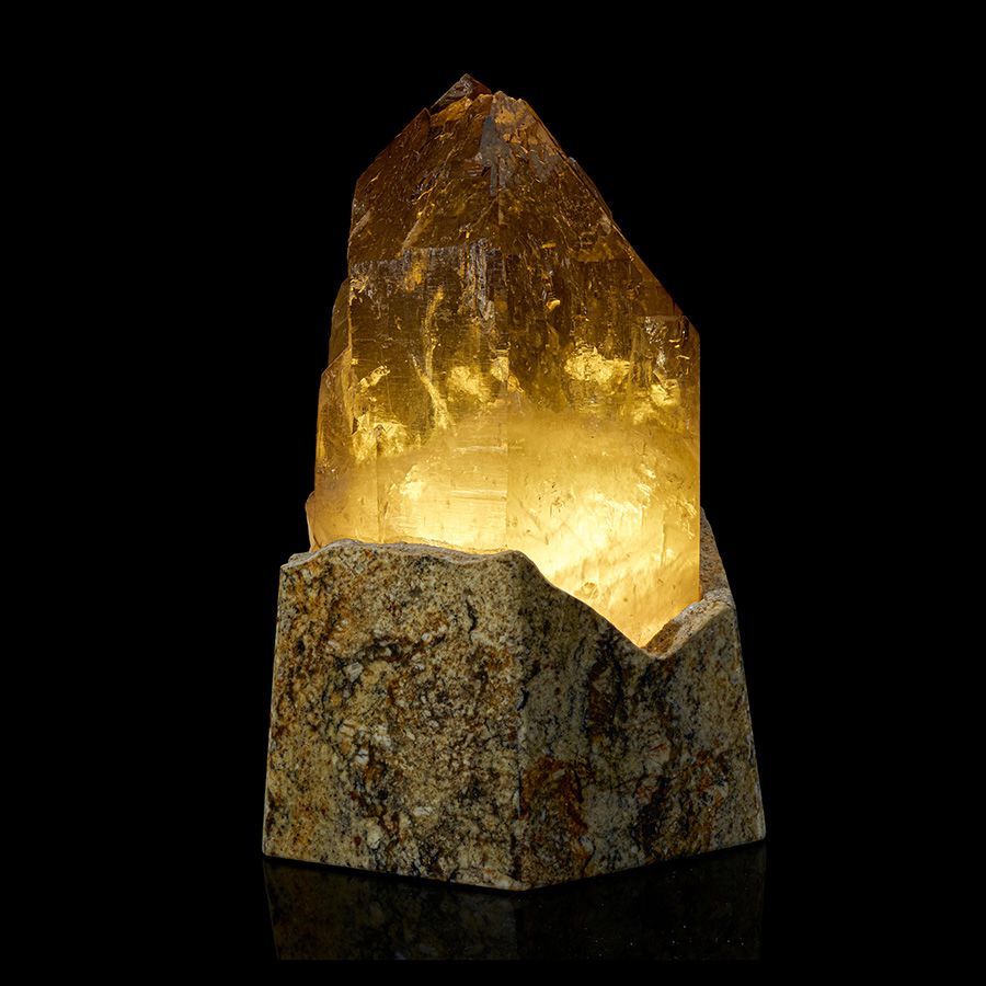 Lot 2285. Large Smoky Quartz / Citrine Cathedral with Illuminated Marble Base. Estimate: $4,000 - $6,000