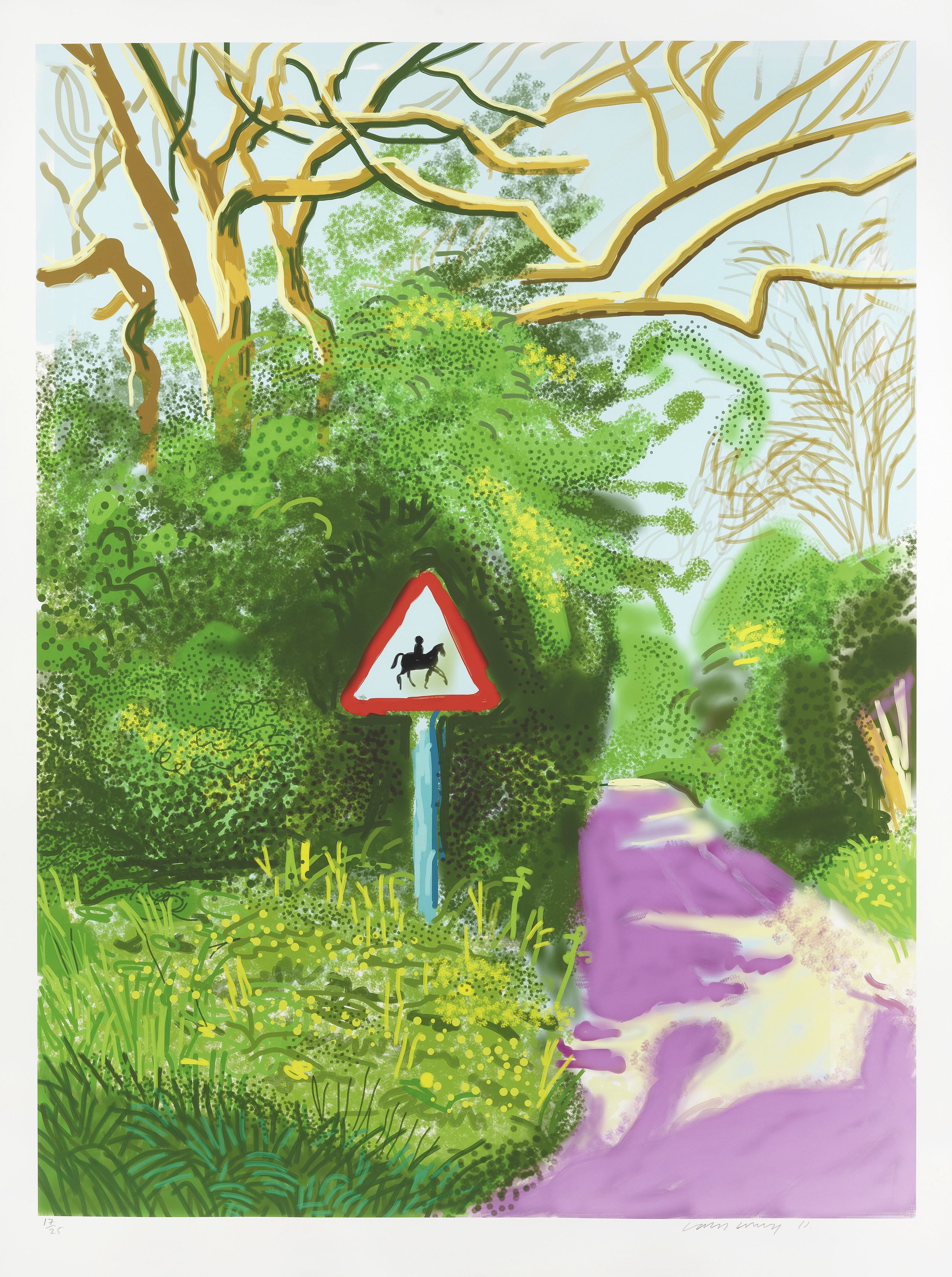 David Hockney (born 1937), The Arrival of Spring in Woldgate, East Yorkshire in 2011 (twenty eleven)- 5 May. Sold for £ 125,250 inc. premium