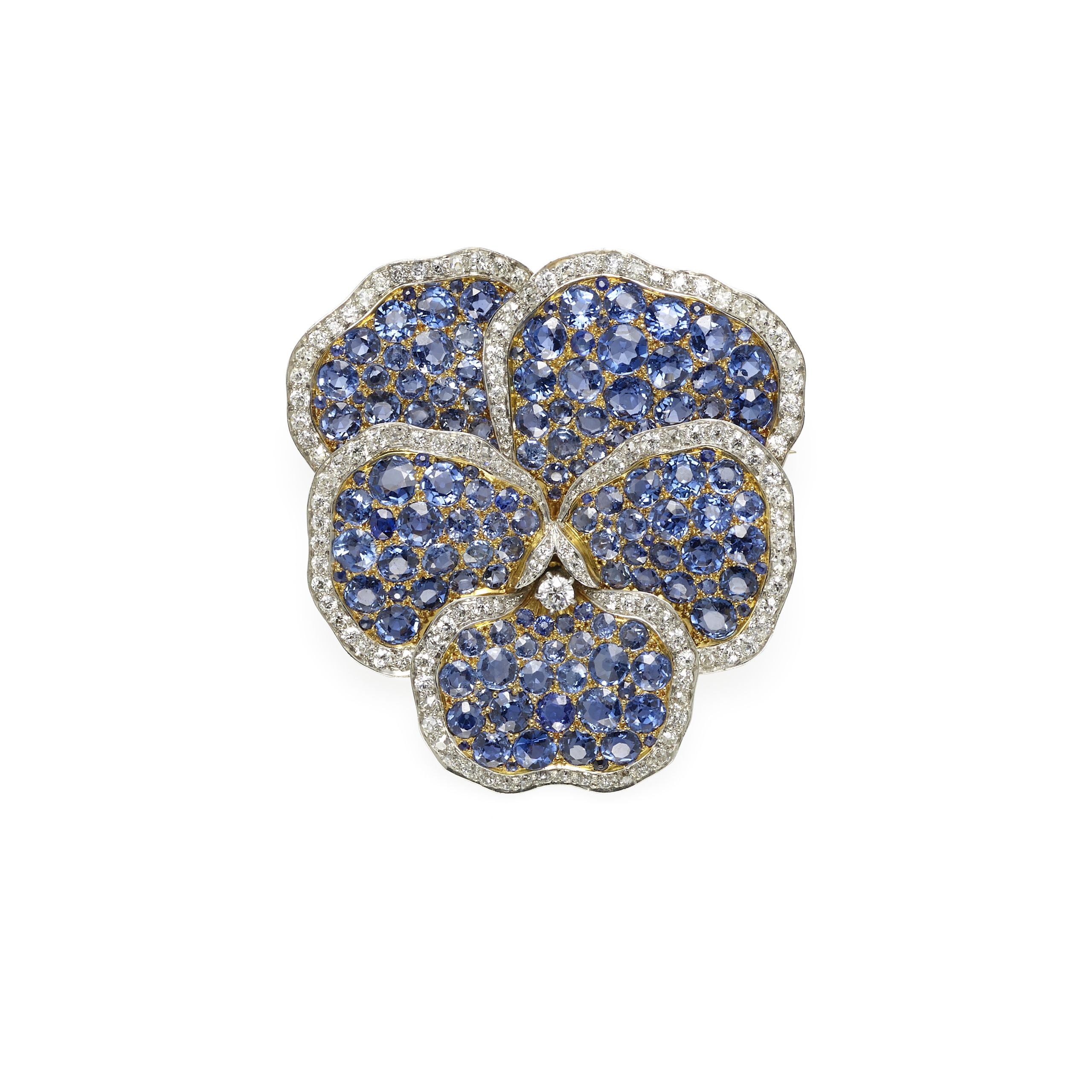 Marcus & Co.: Sapphire and Diamond Brooch, circa 1900. Sold for US$ 16,562 inc. premium.