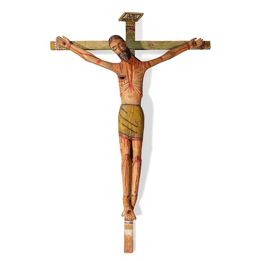 Lot 87. A New Mexican bulto of the crucified Christ, José Rafael Aragón or one of his circle (attributed). Estimate: $12,000 - $18,000