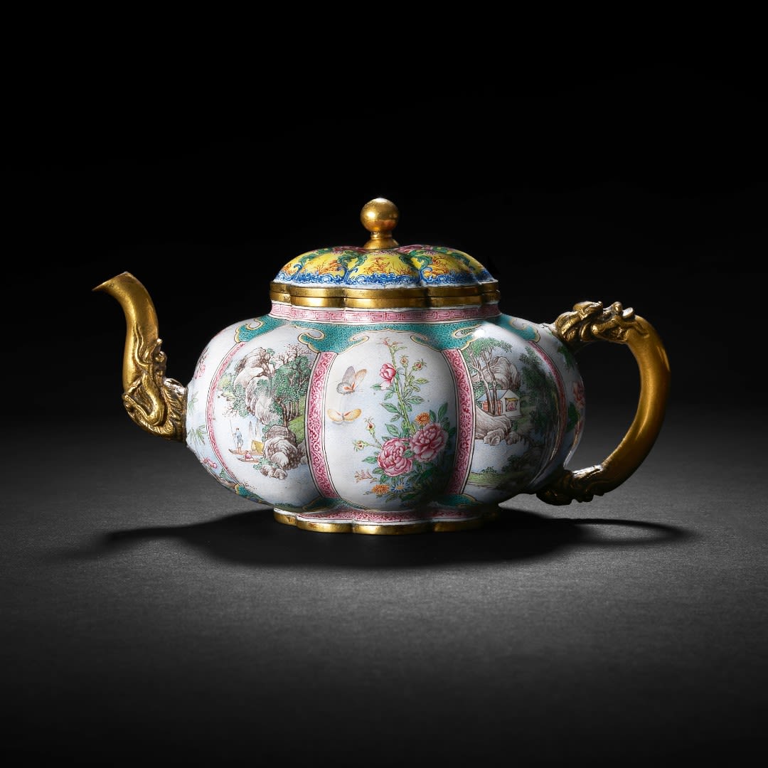 An Exceptionally Rare and Important Imperial Beijing Enamel Melon-Shaped Teapot and Cover. Qianlong Blue Enamel Four-Character Mark and of the Period. Sold For £ 2,062,750 Inc. Premium.
