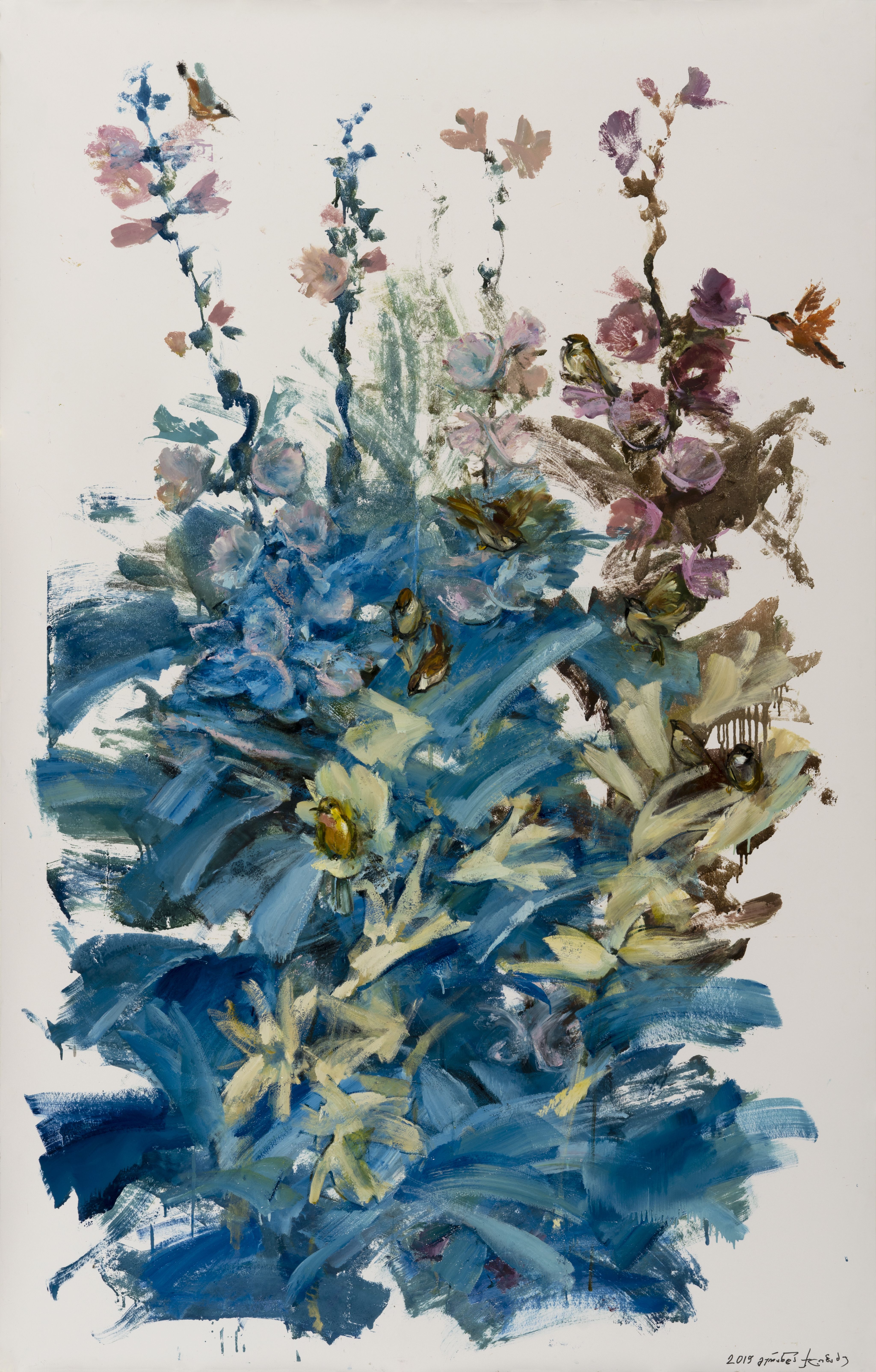 Lot 25. Guranda Klibadze (Georgian, born 1973), Flowers, 2019. Estimate: £2,500 - £4,500.