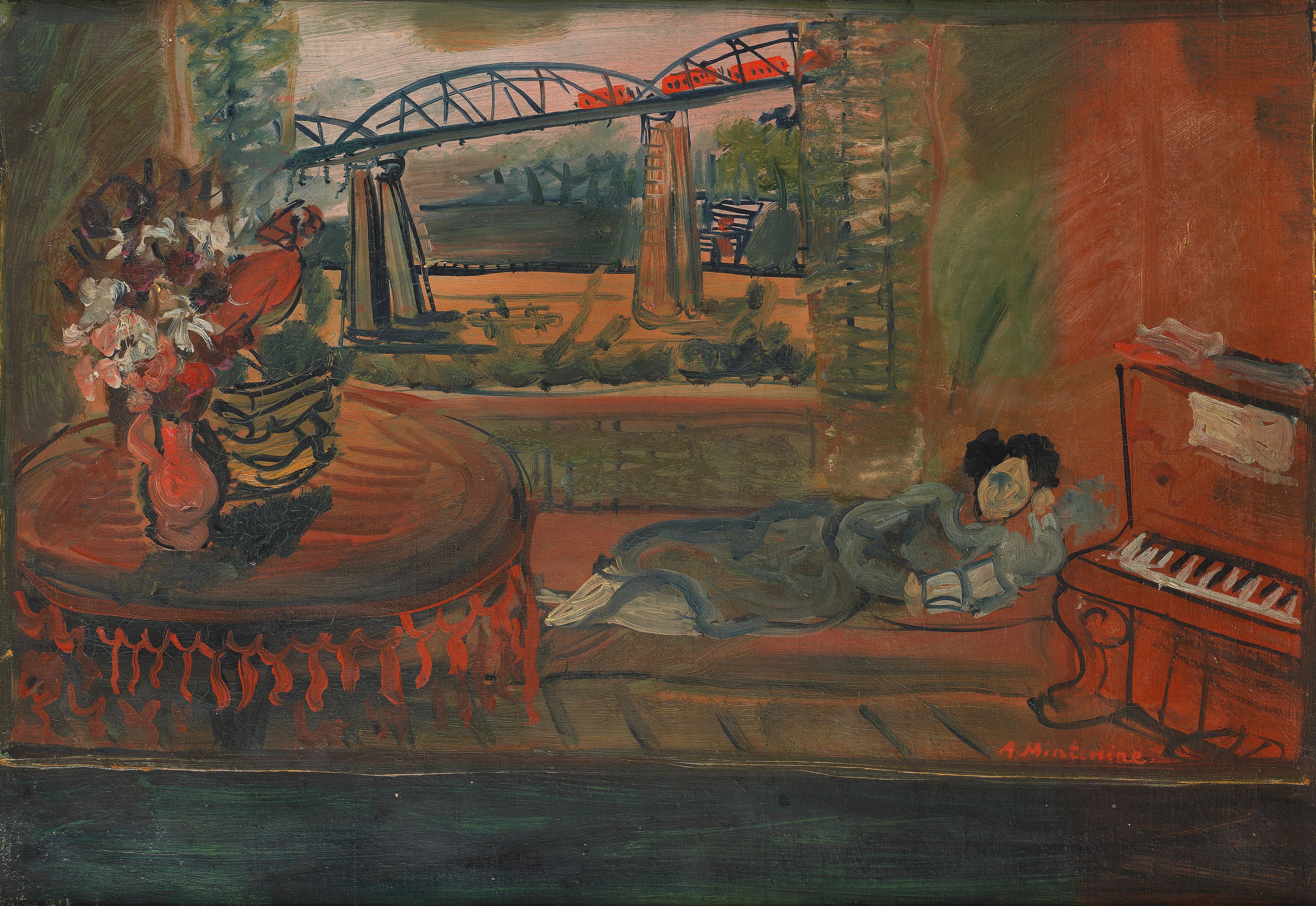 Lot 1. Abraham Mintchine, Interior of a studio (Siesta). Estimate:  £7,000 - 9,000.