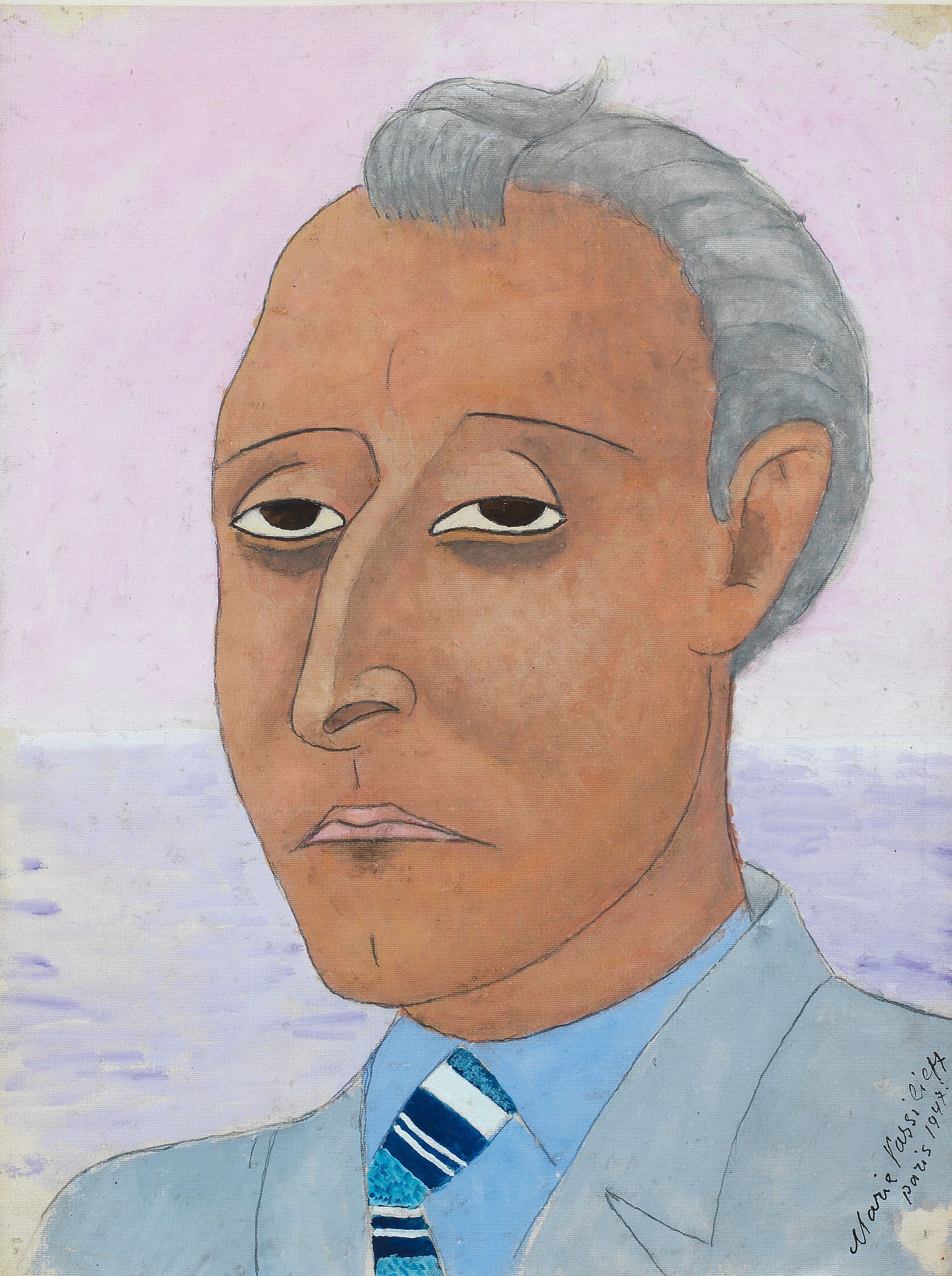 Lot 27. Marie Vassilieff, Portrait of a man. Estimate: £8,000 - 10,000.