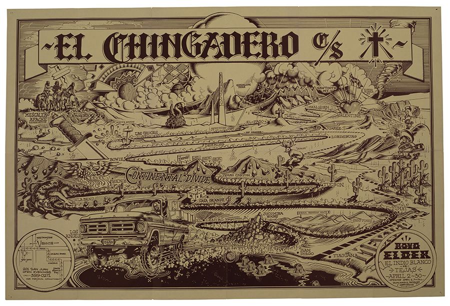 Rick Griffin (American, 1944-1991): The El Chingadero Art Show Poster, 1971. Estimate: $2,000 - $3,000.