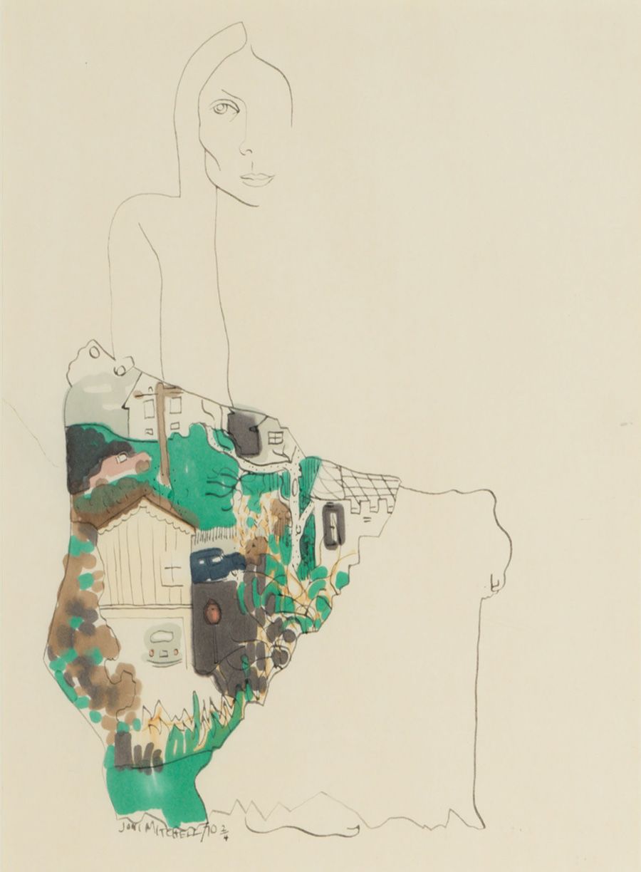 Joni Mitchell (Canadian, born 1943): The original artwork used for the album cover for Ladies of the Canyon, 1970. Estimate: $15,000 - $20,000.