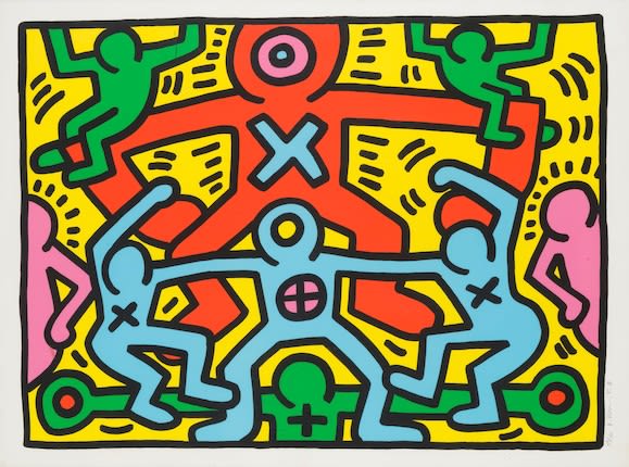 Lot 141. Keith Harin, Untitled, 1985, Silkscreen in colours.&nbsp;Estimate: €25,000 - €30,000