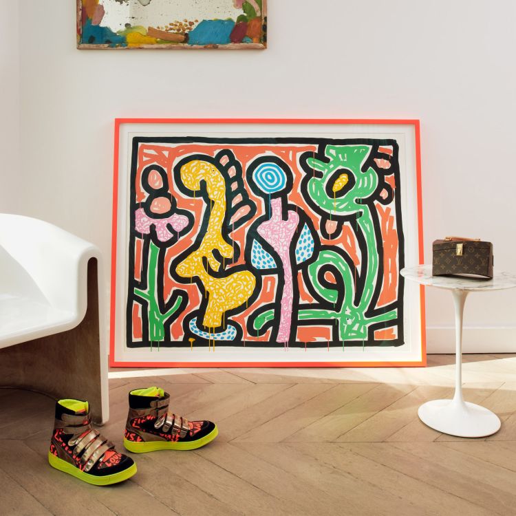 Stephen Sprouse collaborates with graffiti artist Keith Haring for